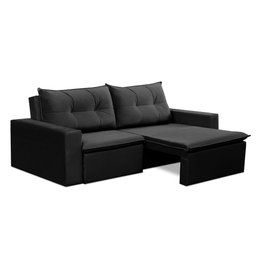 Sofá Retrátil 2 Lugares 1,80m Luna Suede Preto Adonai Estofados - 2