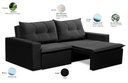 Ver imagem 4 de Sofá Retrátil 2 Lugares 1,80m Luna Suede Preto Adonai Estofados