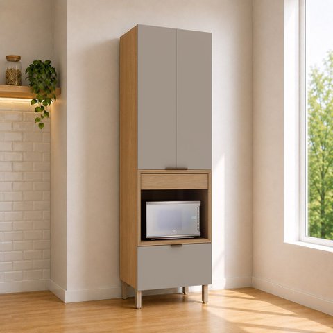 Paneleiro 2 Portas e 2 Gavetas com Nicho Micro-Ondas 70cm Vitra Luciane Móveis