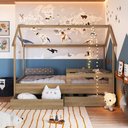 Ver imagem 1 de Cama Infantil Montessoriana Casinha com 2 Gavetas e Colchão - Completa Móveis