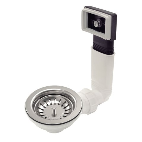 Válvula Tramontina 4 1/2" Luxo com Escape em Aço Inox Polido e Polipropileno para Pias e Cubas