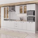 Ver imagem 1 de Cozinha Completa Milla Maya Pure 17 Portas 3 Gavetas MDF 380cm Branco Móveis Carraro