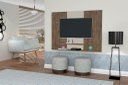 Ver imagem 1 de Painel Topázio com Prateleiras para Tv até 46'' Polegadas Cor Canela / Off White