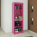 Ver imagem 1 de Estante Sapiranga Livreiro Multiuso Alta Prateleira Quarto Sala de Estar 4 Prateleiras Rosa Brilho