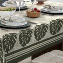 Ver imagem 4 de Toalha De Mesa Linhão 4 Lugares Quadrada Folhas Verde