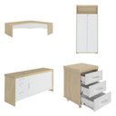 Ver imagem 2 de Conjunto Escritório Completo Kit 5 Peças com Mesa Diretor, Gaveteiro, Armário Alto Marrom/Carvalho/Branco Artany