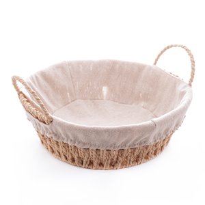 Cesta Corda Trançada com Alça Redonda com Forro de Tecido 24x12cm