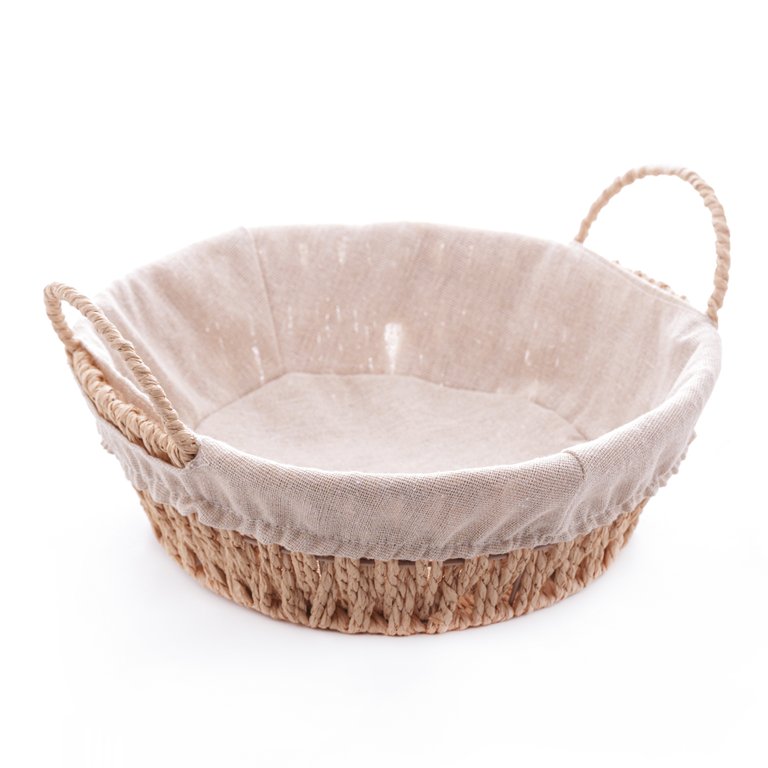 Cesta Corda Trançada com Alça Redonda com Forro de Tecido 24x12cm