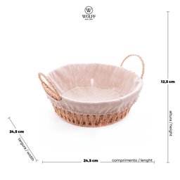 Cesta Corda Trançada com Alça Redonda com Forro de Tecido 24x12cm - 5