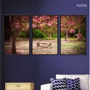 Ver imagem 2 de Kit 03 Quadros Decorativos - Parque Banco com Flores de Cerejeiras Flnt022k - Tela Canvas - 40x60cm