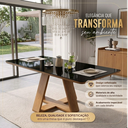 Ver imagem 6 de Mesa Retangular de 160cm Grande de Jantar com Tampo de Vidro para 6 Lugares:Preto