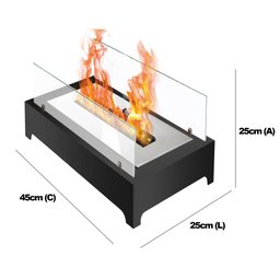 Lareira Ecológica Completa Aquecedor Armação de Metal Com Vidro Temperado Manta Térmica - 2