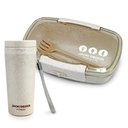 Ver imagem 1 de Conjunto Pote Marmita Ecológica 650 Ml com Copo C- Tampa 300 Ml Bege