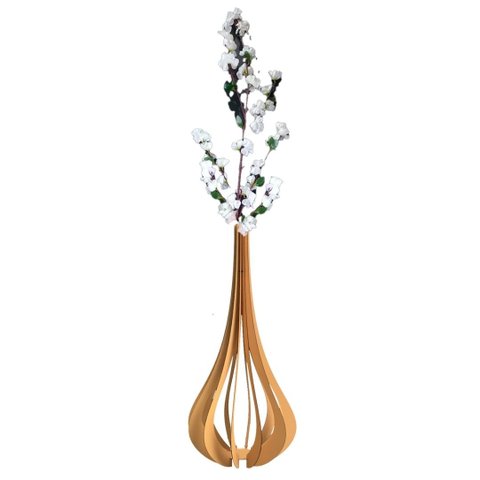 Vaso de Chão Decorativo Grande Mdf Ibiza:mdf Cru/60x30cm