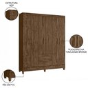 Ver imagem 3 de Guarda Roupa Casal 6 Portas 2 Gavetas 153cm Paraná M07 Castanho Wood - Mpozenato