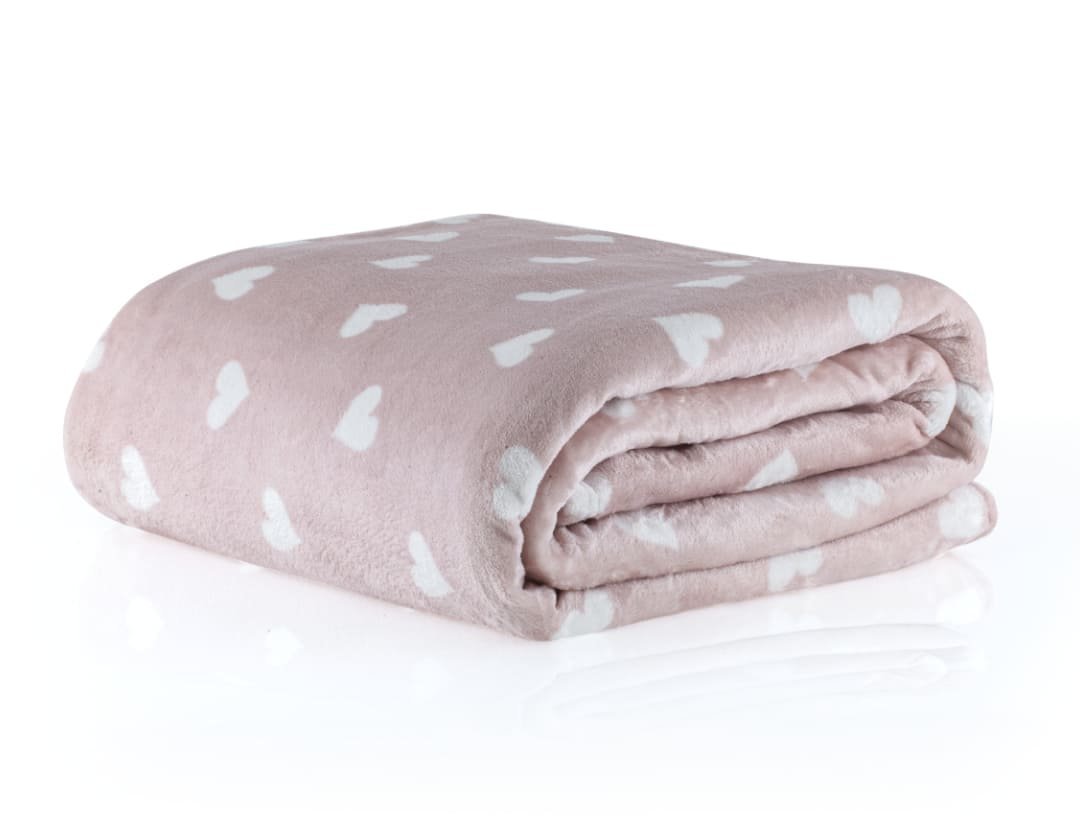 Cobertor de Microfibra Solteiro Blanket Vintage Kacyumara - CORAÇÃO