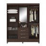 Guarda-roupa Solteiro Pérsia 4 Portas 3 Gavetas com Espelho Café Touch - Demóbile - 3
