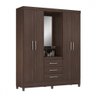 Guarda-roupa Solteiro Pérsia 4 Portas 3 Gavetas com Espelho Café Touch - Demóbile - 2