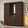 Guarda-roupa Solteiro Pérsia 4 Portas 3 Gavetas com Espelho Café Touch - Demóbile - 1