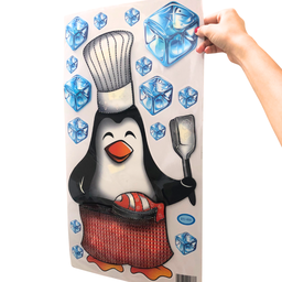 Mega Adesivo 3d Decorativo Pinguim Master Chefe Holográfico:chefe Peixe - 2