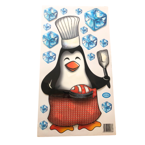 Mega Adesivo 3d Decorativo Pinguim Master Chefe Holográfico:chefe Peixe