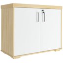 Ver imagem 1 de Armário Balcão Multiuso Para Escritório 2 Portas Atria Executiva A02 Carvalho Branco - Lyam Decor
