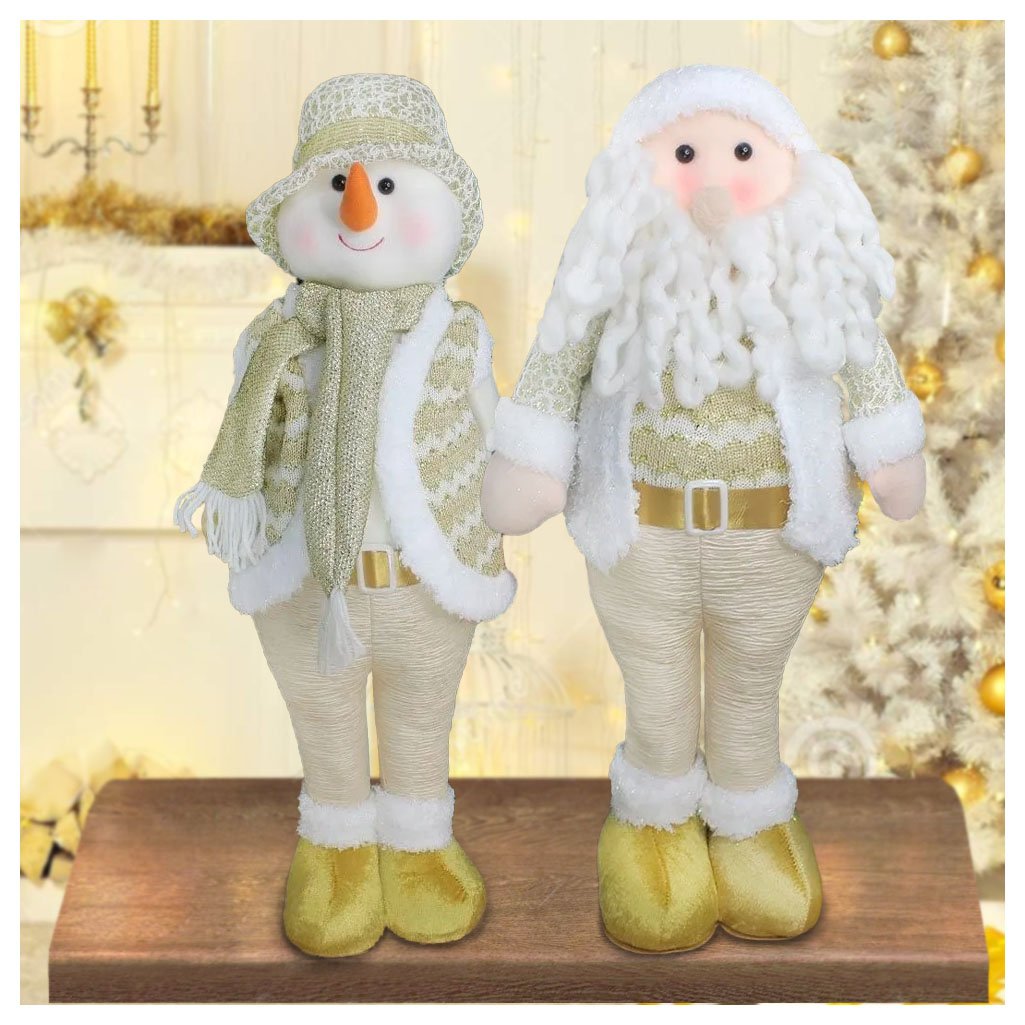 Jogo Papai Noel e Boneco Neve Resina12cm Perna Cordão 2 Un