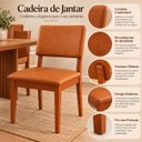 Ver imagem 2 de Kit 2 Cadeiras para Sala de Jantar em Madeira com Estofado em Corino Marrom