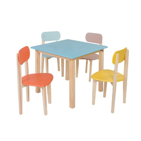 Mesa Cadeiras Infantil 7 Cores Mdf Pinus para Quarto Jogos:colorido