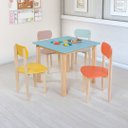Ver imagem 2 de Mesa Cadeiras Infantil 7 Cores Mdf Pinus para Quarto Jogos:colorido