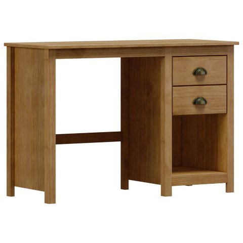 Mesa para Escritório Escrivaninha Home Office 2 Gavetas Mazzaro F06 Freijó - Lyam Decor