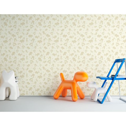 Papel de Parede Infantil - Animais Bege Arte Destaque 3 Metros