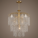 Ver imagem 1 de Luminaria Lustre Pendente Moderno Dourado Grande Cristal Acrilico para Sala