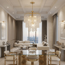 Ver imagem 2 de Luminaria Lustre Pendente Moderno Dourado Grande Cristal Acrilico para Sala