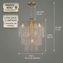 Ver mais imagens de Luminaria Lustre Pendente Moderno Dourado Grande Cristal Acrilico para Sala