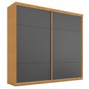 Ver imagem 3 de Guarda Roupa Casal Bosque Alto 2 Portas Correr 4 Gavetas MDF Naturalle-Grafite Framar