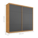 Ver imagem 2 de Guarda Roupa Casal Bosque Alto 2 Portas Correr 4 Gavetas MDF Naturalle-Grafite Framar