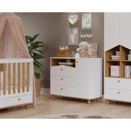 Berco Candy Com 2 Gavetas e Regulagem de Altura 100 % MDF Branco/Nature - 1