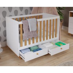 Berco Candy Com 2 Gavetas e Regulagem de Altura 100 % MDF Branco/Nature - 2