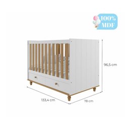 Berco Candy Com 2 Gavetas e Regulagem de Altura 100 % MDF Branco/Nature - 6