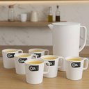 Ver imagem 4 de Conjunto Jarra de Suco 2l com Tampa e 6 Canecas de Plástico Empilhável 250ml Branco Coza