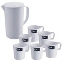 Ver imagem 1 de Conjunto Jarra de Suco 2l com Tampa e 6 Canecas de Plástico Empilhável 250ml Branco Coza