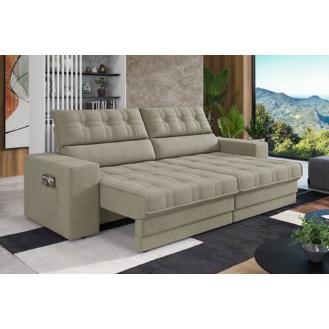 Sofá Oscar Plus 2,06m Retrátil/reclinável Suede Areia - Xflex