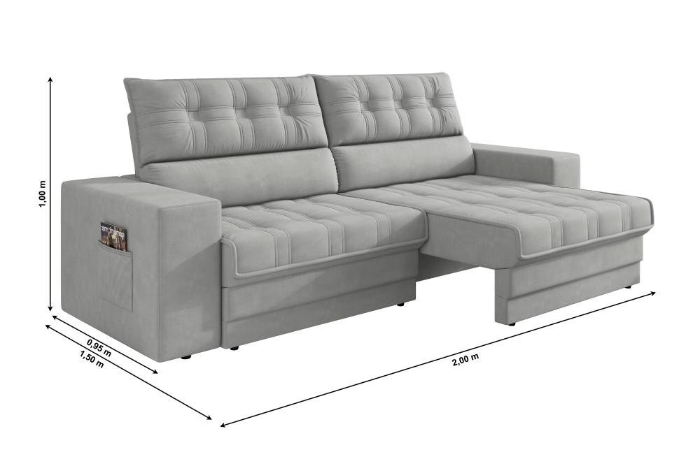 Sofá Oscar Plus 2,00m Retrátil/reclinável Suede Areia - Xflex - 4