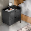 Ver imagem 5 de Mesa de Cabeceira Industrial Grafite Moriah 60cm Puxadores Slim e Pes de Ferro Preto