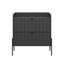 Ver imagem 2 de Mesa de Cabeceira Industrial Grafite Moriah 60cm Puxadores Slim e Pes de Ferro Preto