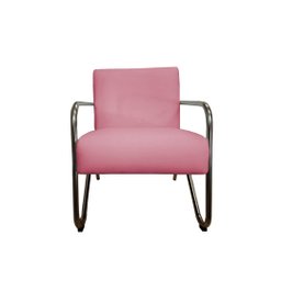 Poltrona Decorativa Bela Suede Rosa Braço Cromado Ms Decor - 2