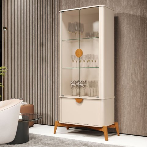Conjunto de Cristaleira e Buffet Bella Vista Off White Opala