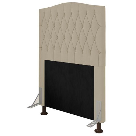 Cabeceira Cama Box Solteiro Greta 90cm com Frame Bege