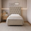 Ver imagem 1 de Cabeceira para Cama Solteiro Estofada Capitonê Luna Vilajo em Suede Crush Cappuccino – 0,88 m